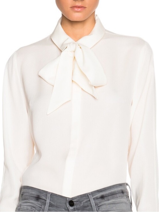 Frame Denim Tops - FRAME Denim Le Bow Tie Shirt in Gardena 100% Silk Size S